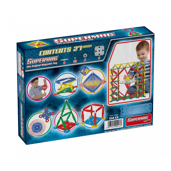 Set de constructie magnetic Supermag Classic, 27 piese