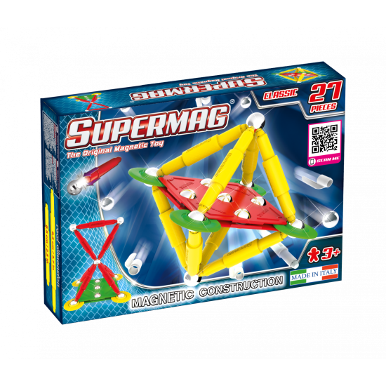 Set de constructie magnetic Supermag Classic, 27 piese