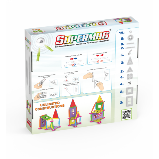 Set de constructie magnetic Supermag Projects House, 55 piese