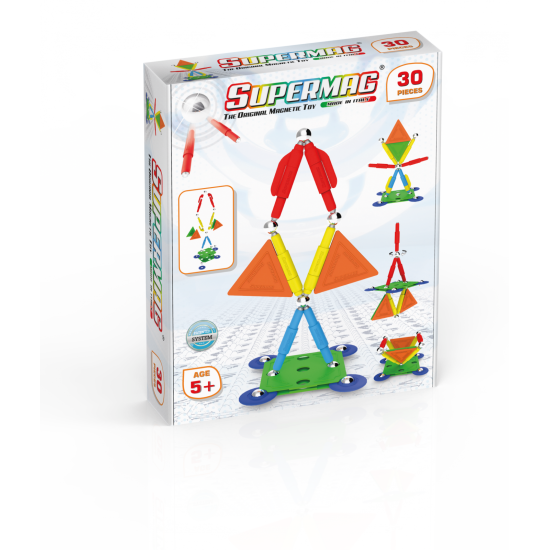 Set de constructie magnetic Supermag Projects Multicolor, 30 piese