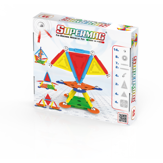 Set de constructie magnetic Supermag Projects Multicolor, 45 piese