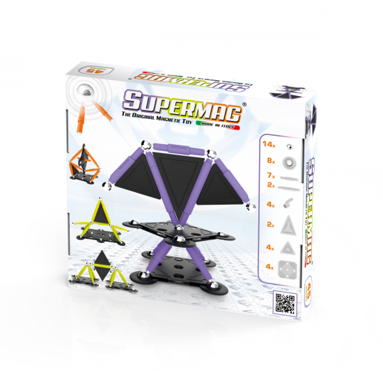 Set de constructie magnetic Supermag Projects Technicolor, 45 piese