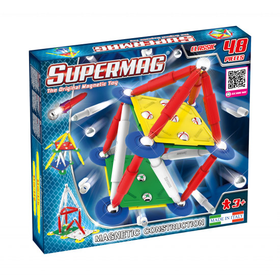 Set de constructie magnetic Supermag Classic, 48 piese