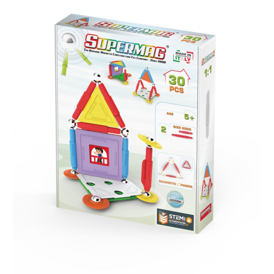 Set de constructie magnetic Supermag Projects House, 30 piese