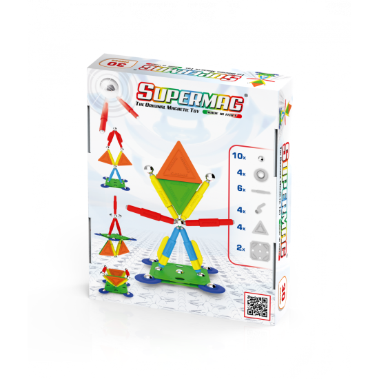 Set de constructie magnetic Supermag Projects Multicolor, 30 piese